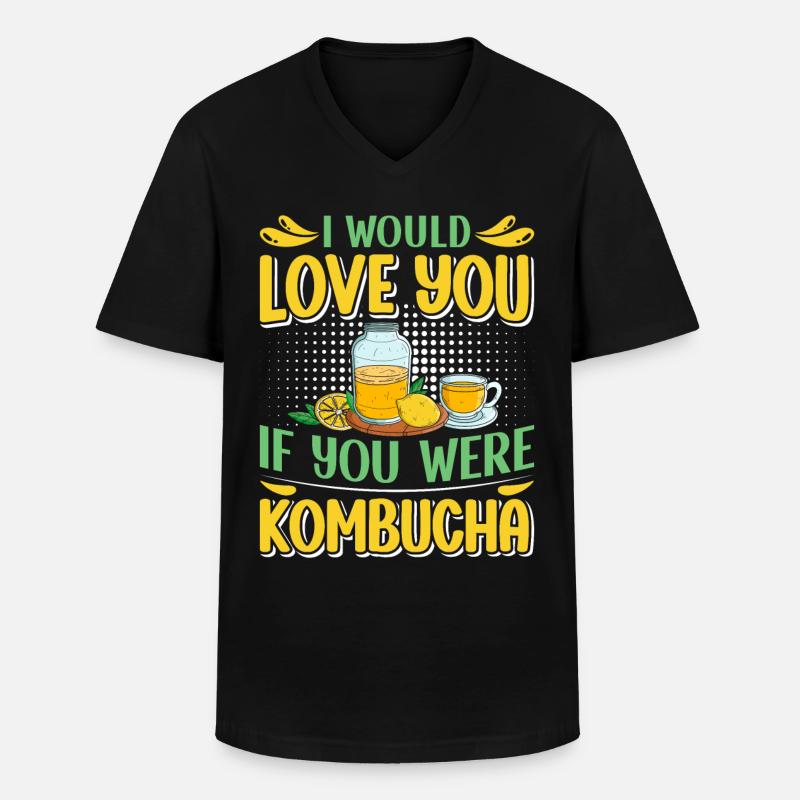 Kombucha Scoby fermented drinks - Männer-T-Shirt mit V-Ausschnitt - Schwarz