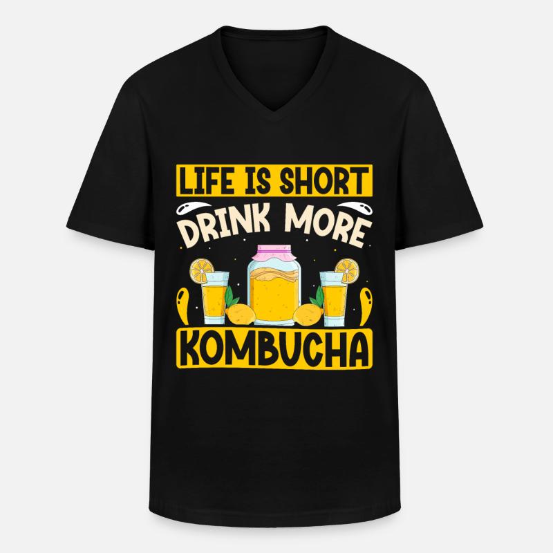 Kombucha Scoby fermented drinks - Männer-T-Shirt mit V-Ausschnitt - Schwarz