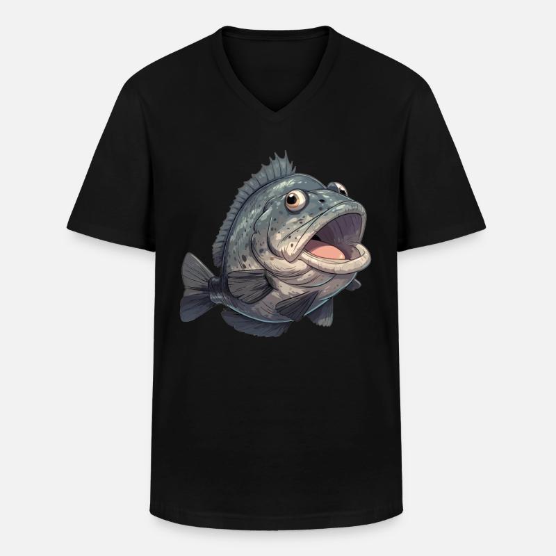 Zackenbarsche Zackenbarsch - Männer-T-Shirt mit V-Ausschnitt - Schwarz