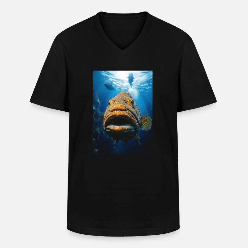 Zackenbarsche Zackenbarsch - Männer-T-Shirt mit V-Ausschnitt - Schwarz