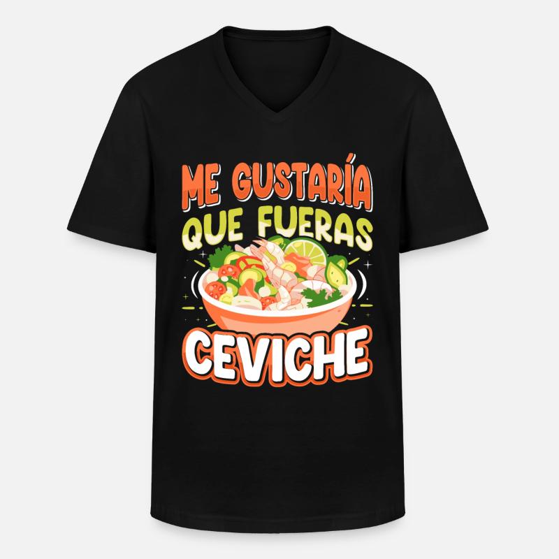 Seafood Peruvian Ceviche - Männer-T-Shirt mit V-Ausschnitt - Schwarz