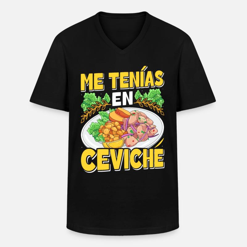 Seafood Peruvian Ceviche - Männer-T-Shirt mit V-Ausschnitt - Schwarz