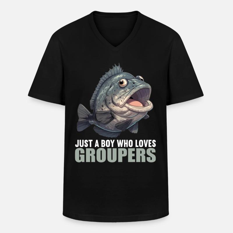 Zackenbarsche Zackenbarsch - Männer-T-Shirt mit V-Ausschnitt - Schwarz