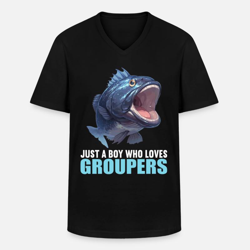 Zackenbarsche Zackenbarsch - Männer-T-Shirt mit V-Ausschnitt - Schwarz