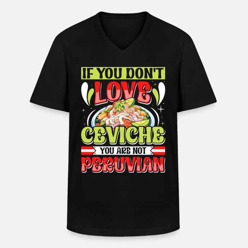 Seafood Peruvian Ceviche - Männer-T-Shirt mit V-Ausschnitt - Schwarz