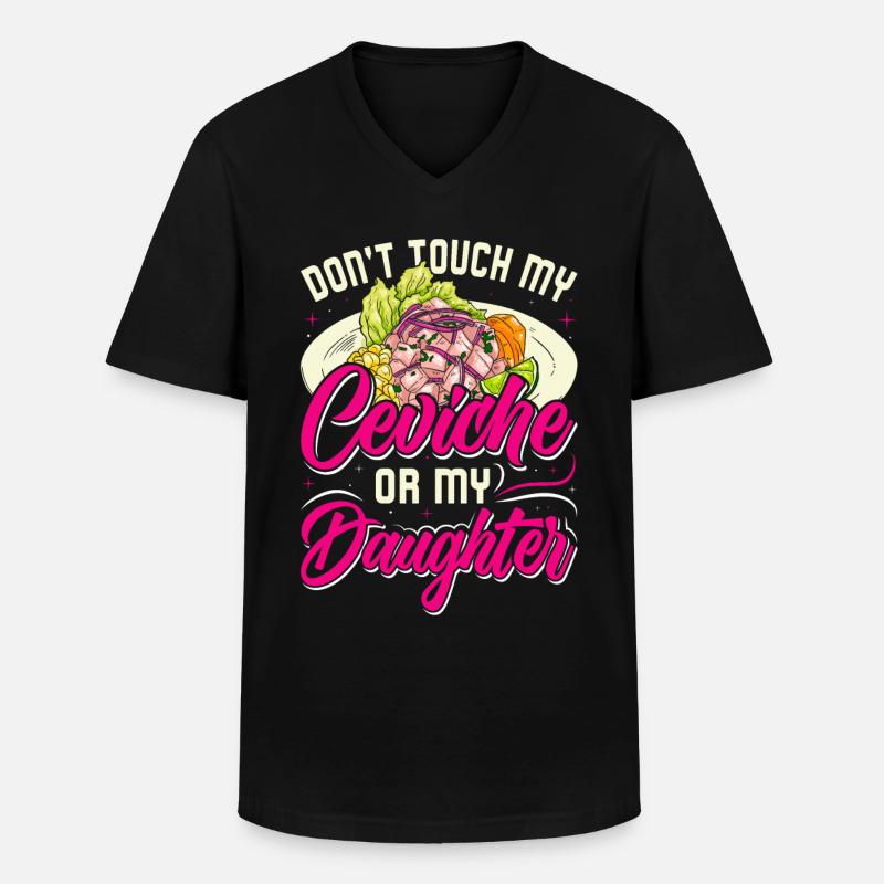 Seafood Peruvian Ceviche - Männer-T-Shirt mit V-Ausschnitt - Schwarz