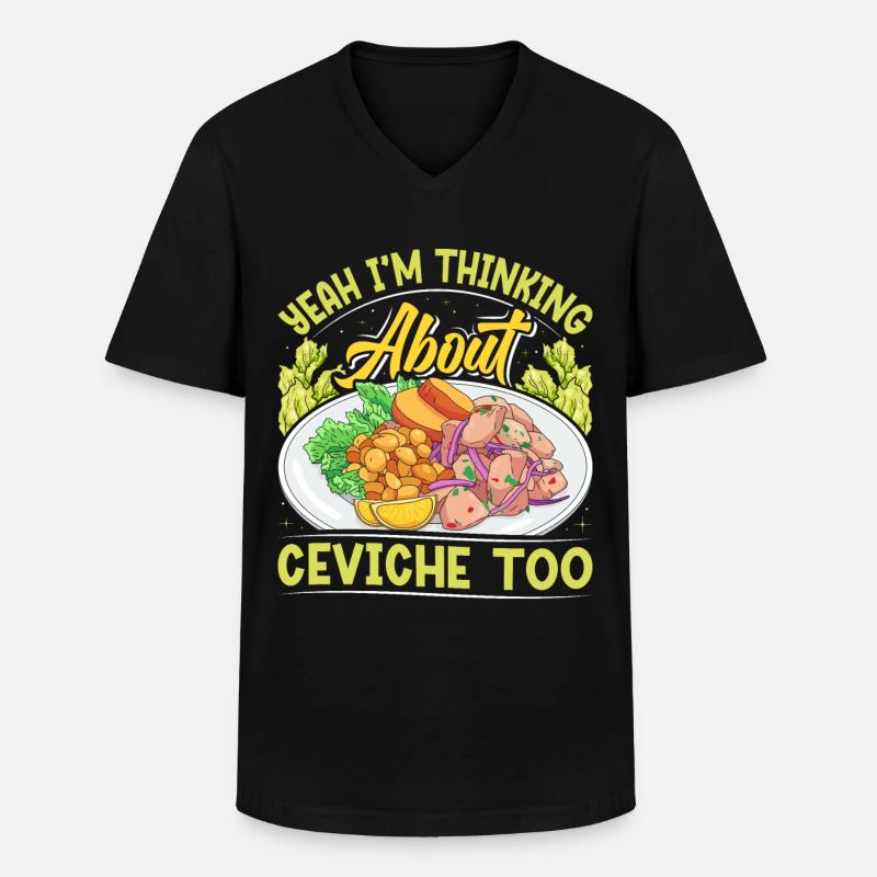 Seafood Peruvian Ceviche - Männer-T-Shirt mit V-Ausschnitt - Schwarz