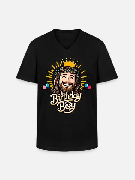 Jesus the Birthday Boy - Men's V-Neck T-Shirt - black