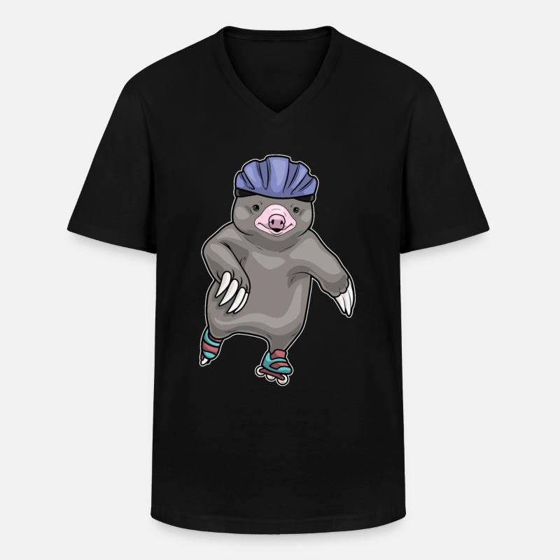Maulwurf Inline skating Rollschuhe - Männer-T-Shirt mit V-Ausschnitt - Schwarz