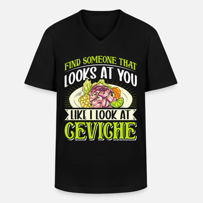 Seafood Peruvian Ceviche - Männer-T-Shirt mit V-Ausschnitt - Schwarz
