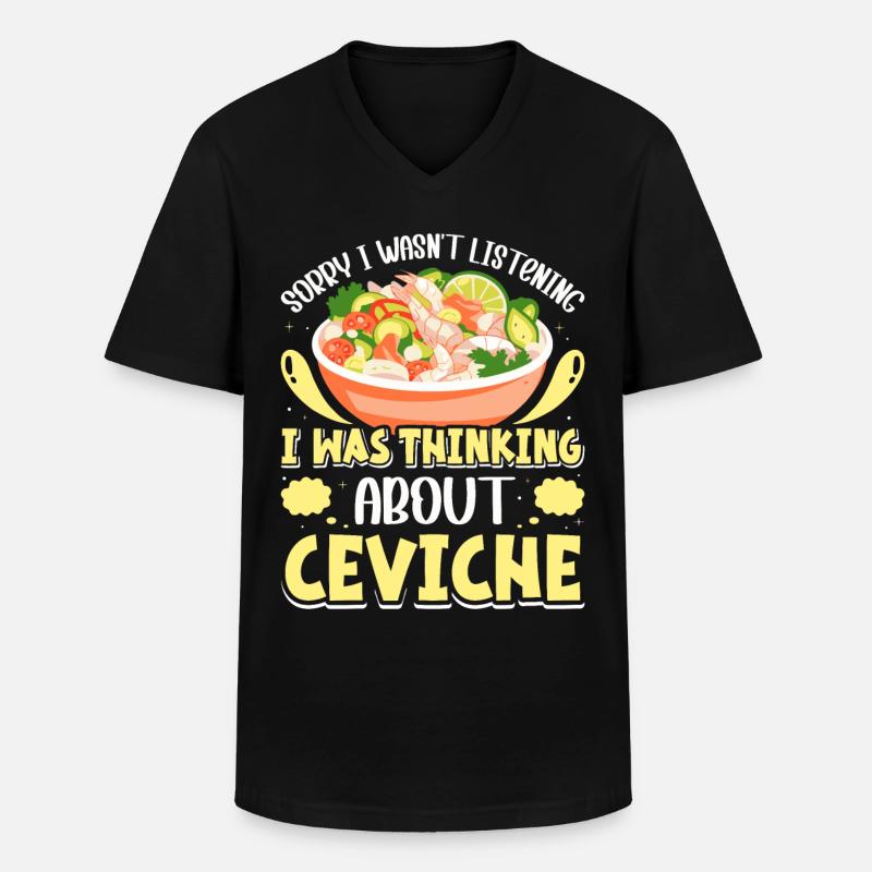 Seafood Peruvian Ceviche - Männer-T-Shirt mit V-Ausschnitt - Schwarz