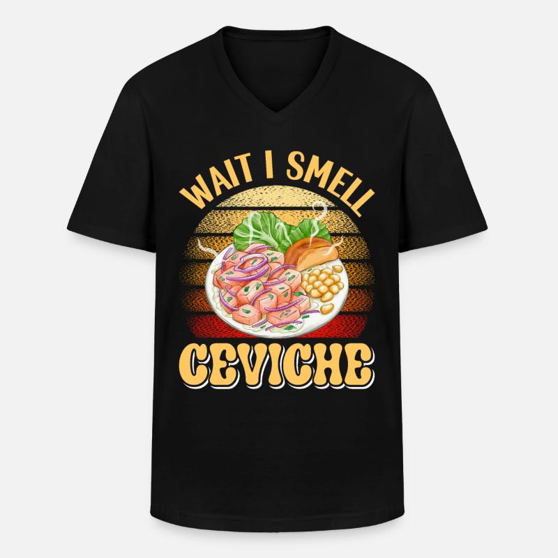 Seafood Peruvian Ceviche - Männer-T-Shirt mit V-Ausschnitt - Schwarz