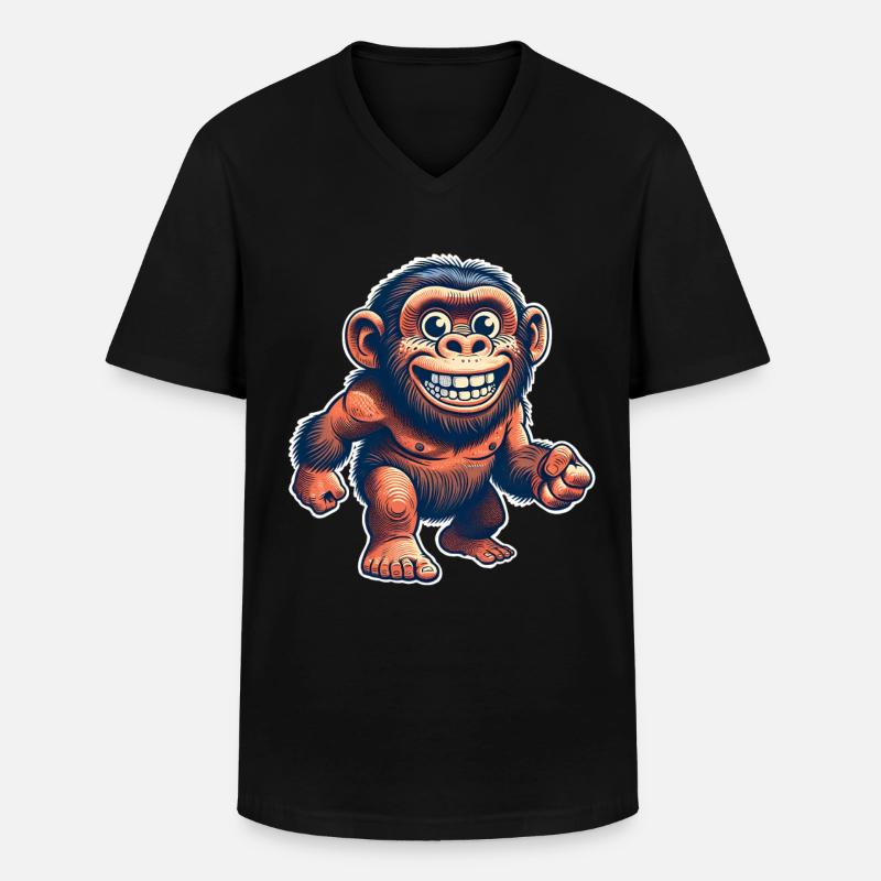 Neandertaler - Männer-T-Shirt mit V-Ausschnitt - Schwarz