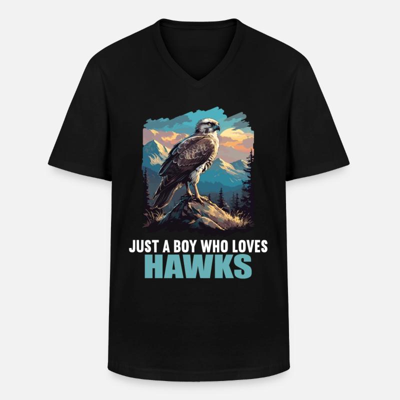 Falken Falke - Männer-T-Shirt mit V-Ausschnitt - Schwarz