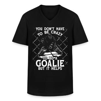 Eishockey Torwart Eishockey Torhüter - Männer-T-Shirt mit V-Ausschnitt - Schwarz - Vorne - AI Model Male 178 dark (178cm)
