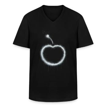 Apple - Men's V-Neck T-Shirt - black - Front - AI Model Male 178 dark (178cm)