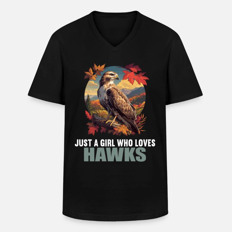 Falken Falke - Männer-T-Shirt mit V-Ausschnitt - Schwarz