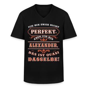 Funny ALEXANDER for Name Day with Name Name - Men's V-Neck T-Shirt - black - Front - AI Model Male 178 dark (178cm)