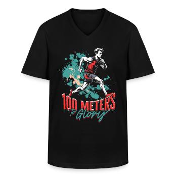 Sprint Leichtathletik 100 Meters To Glory - Männer-T-Shirt mit V-Ausschnitt - Schwarz - Vorne - AI Model Male 178 dark (178cm)