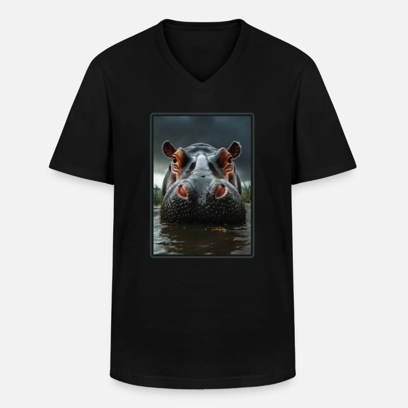 Nilpferd Flußpferd - Männer-T-Shirt mit V-Ausschnitt - Schwarz