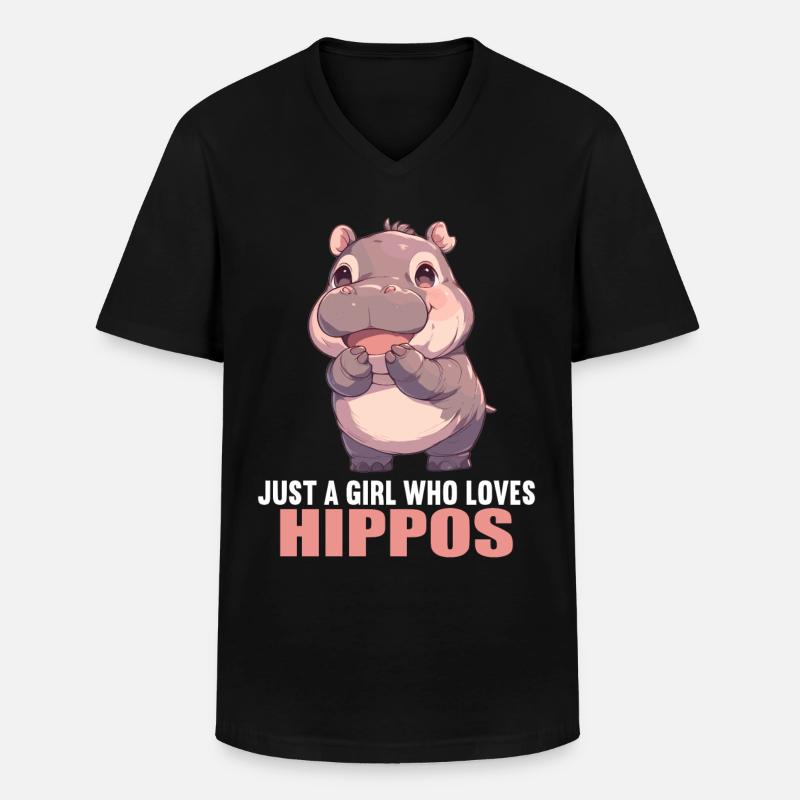 Nilpferd Flußpferd - Männer-T-Shirt mit V-Ausschnitt - Schwarz