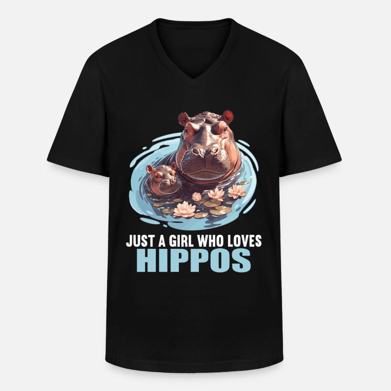 Nilpferd Flußpferd - Männer-T-Shirt mit V-Ausschnitt - Schwarz