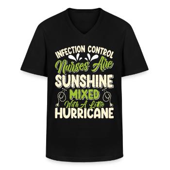 Contrôle des infections chez les soignants - T-shirt col V Homme - noir - Devant - AI Model Male 178 dark (178cm)
