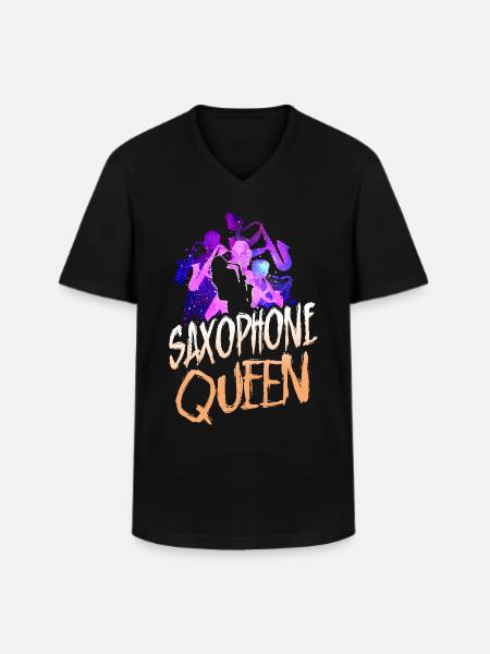 Saxophone Saxophone Queen - Men's V-Neck T-Shirt - black