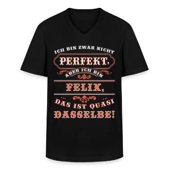 Funny FELIX for name day with name name - Men's V-Neck T-Shirt - black - Front - AI Model Male 178 dark (178cm)