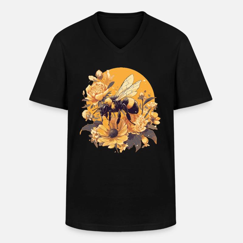 Bees Bee - Men's V-Neck T-Shirt - black