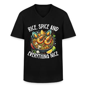 Paella Spanische Küche Meeresfrüchte - Männer-T-Shirt mit V-Ausschnitt - Schwarz - Vorne - AI Model Male 178 dark (178cm)