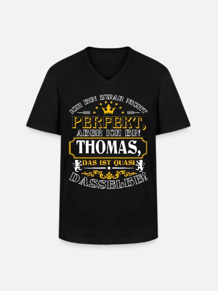 Funny THOMAS for Name Day with Name Name - Men's V-Neck T-Shirt - black