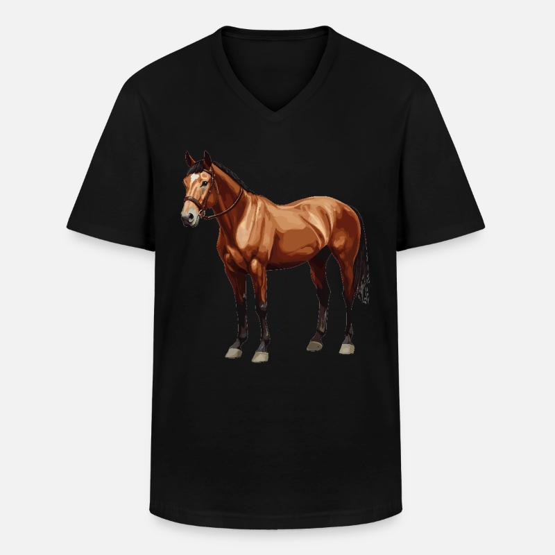 Pferde Pferd - Männer-T-Shirt mit V-Ausschnitt - Schwarz