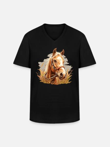 Pferde Pferd - Männer-T-Shirt mit V-Ausschnitt - Schwarz