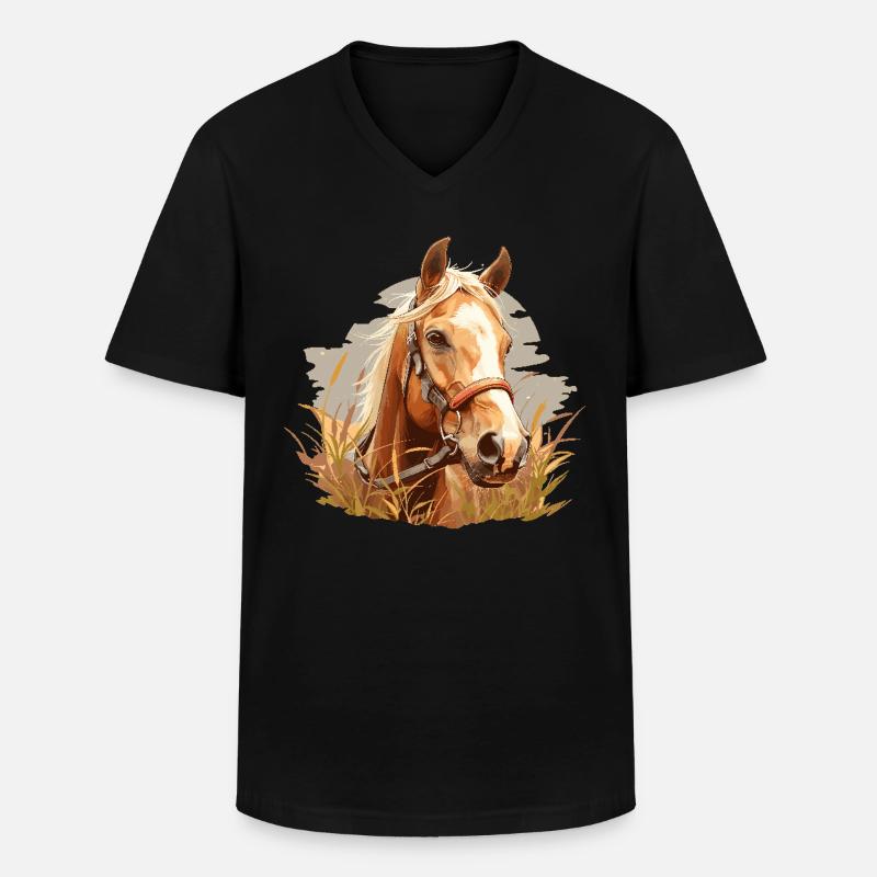 Pferde Pferd - Männer-T-Shirt mit V-Ausschnitt - Schwarz