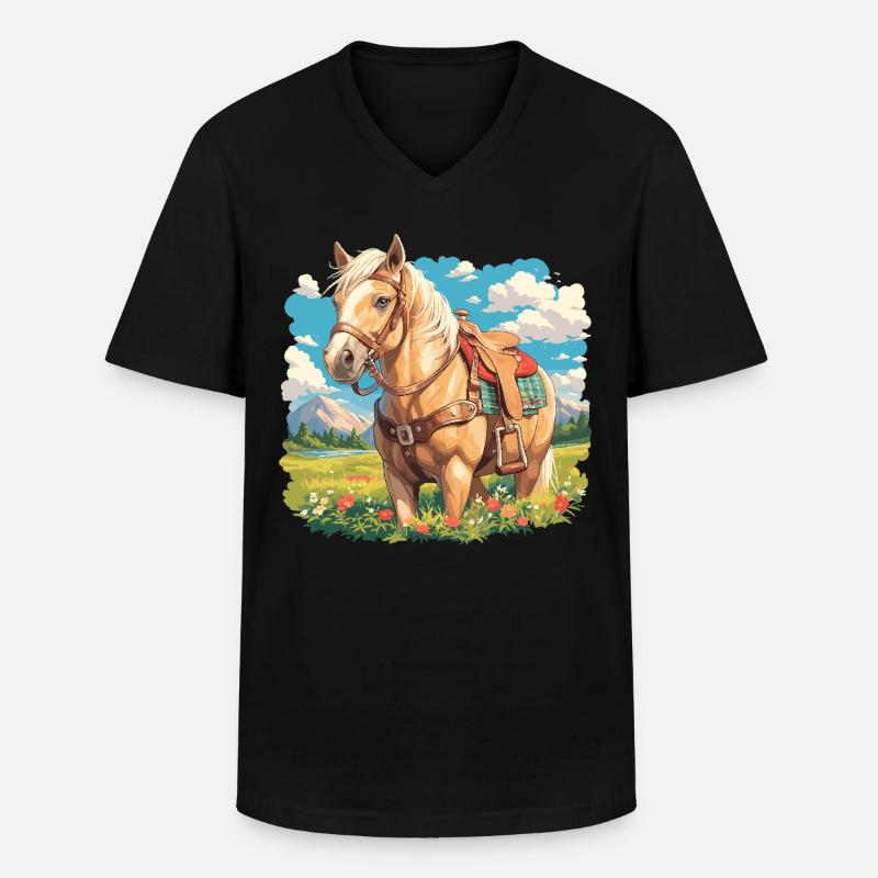 Pferde Pferd - Männer-T-Shirt mit V-Ausschnitt - Schwarz