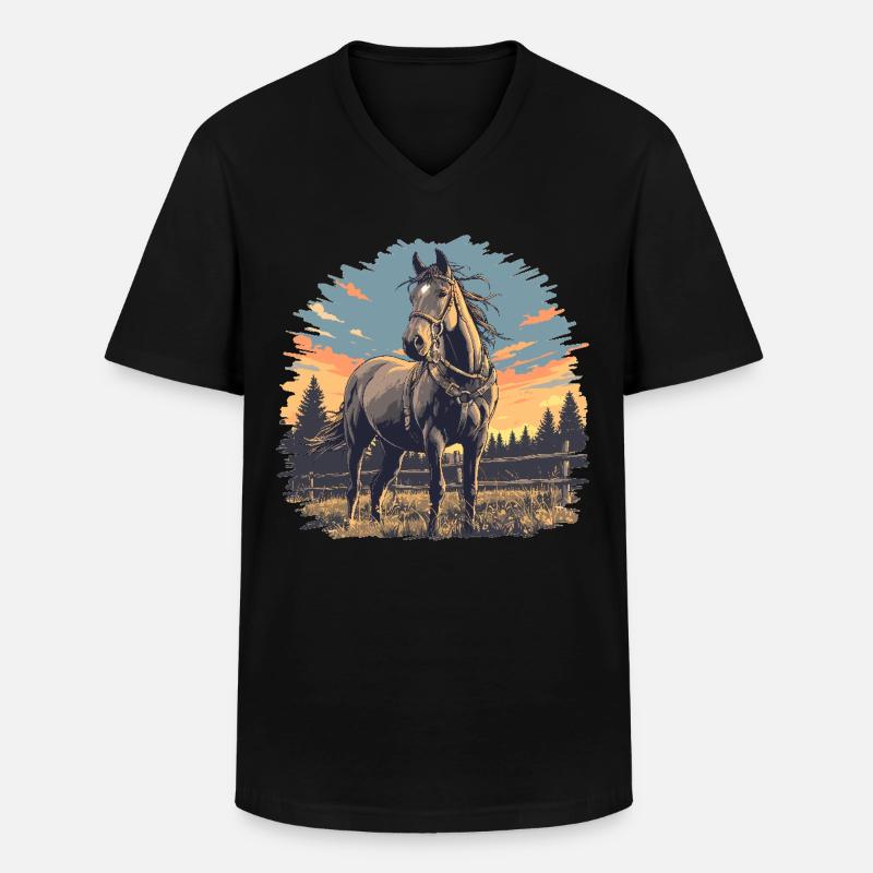 Pferde Pferd - Männer-T-Shirt mit V-Ausschnitt - Schwarz