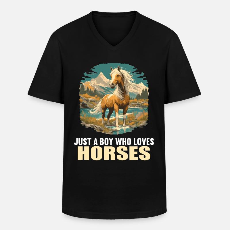 Pferde Pferd - Männer-T-Shirt mit V-Ausschnitt - Schwarz