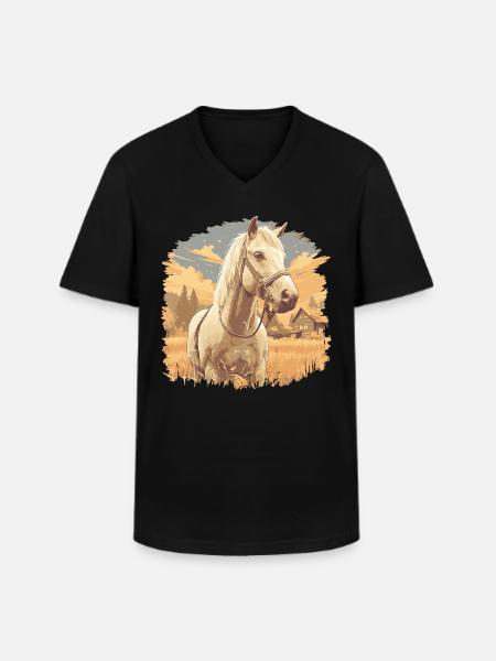 Pferde Pferd - Männer-T-Shirt mit V-Ausschnitt - Schwarz