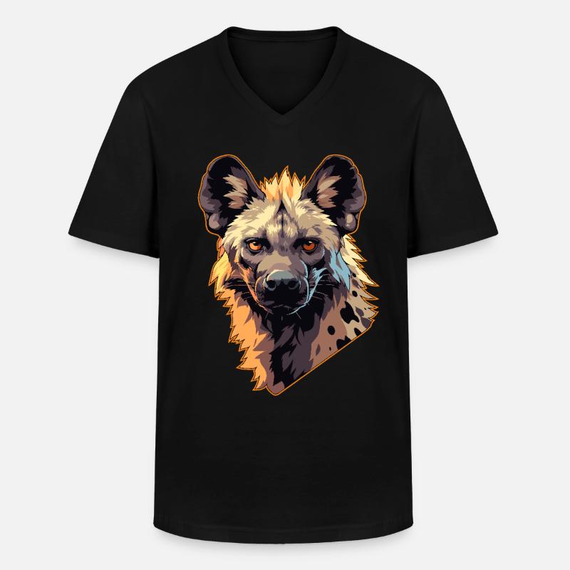 Hyänen Hyäne - Männer-T-Shirt mit V-Ausschnitt - Schwarz