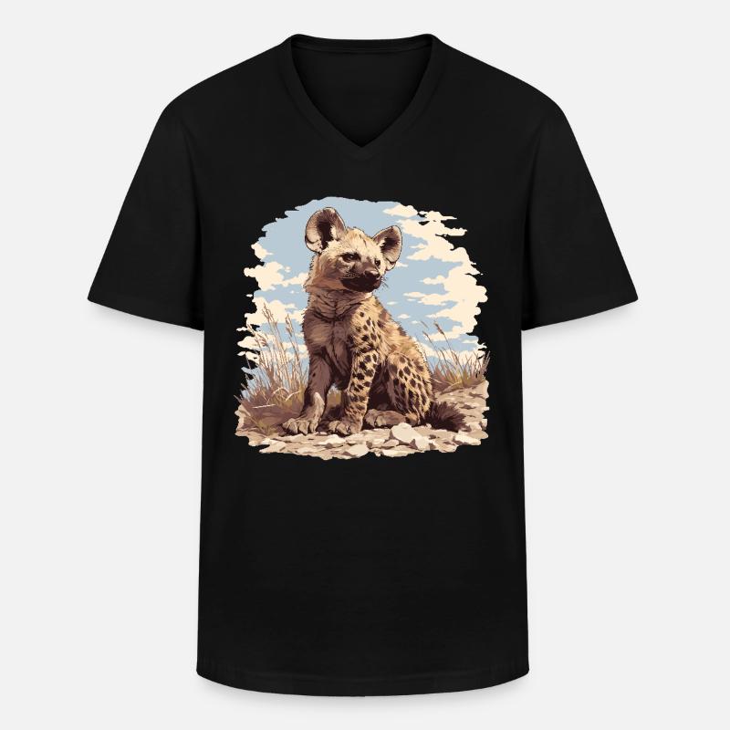 Hyänen Hyäne - Männer-T-Shirt mit V-Ausschnitt - Schwarz