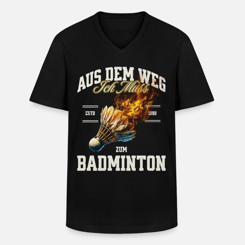 Badminton - Männer-T-Shirt mit V-Ausschnitt - Schwarz