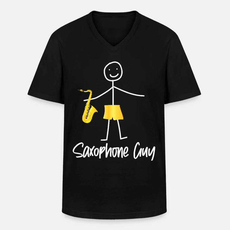 Saxophone Saxophone Guy - Männer-T-Shirt mit V-Ausschnitt - Schwarz