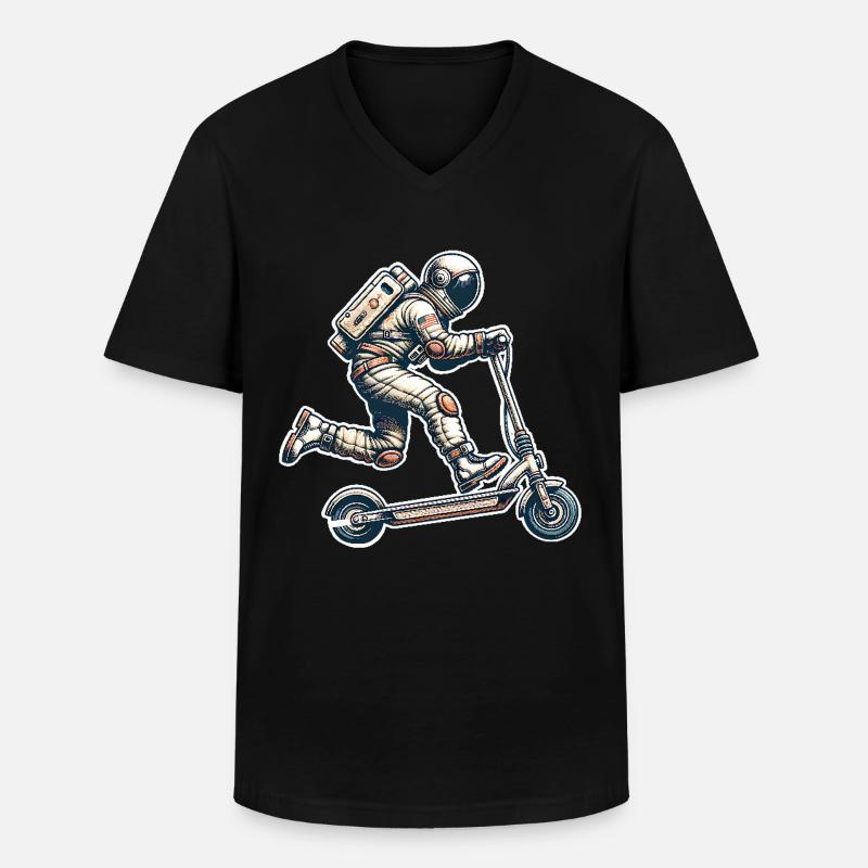 E-Scooter E-Roller Astronaut Scooter - Männer-T-Shirt mit V-Ausschnitt - Schwarz