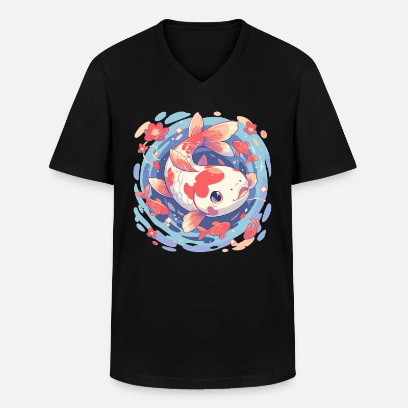 Kois Koi Karpfen - Männer-T-Shirt mit V-Ausschnitt - Schwarz