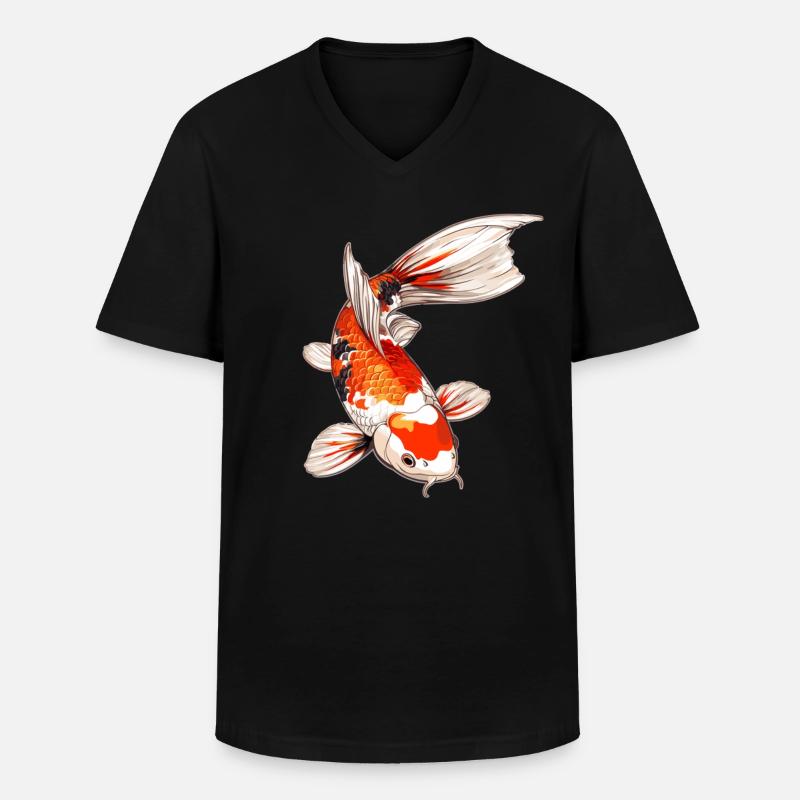 Kois Koi Karpfen - Männer-T-Shirt mit V-Ausschnitt - Schwarz