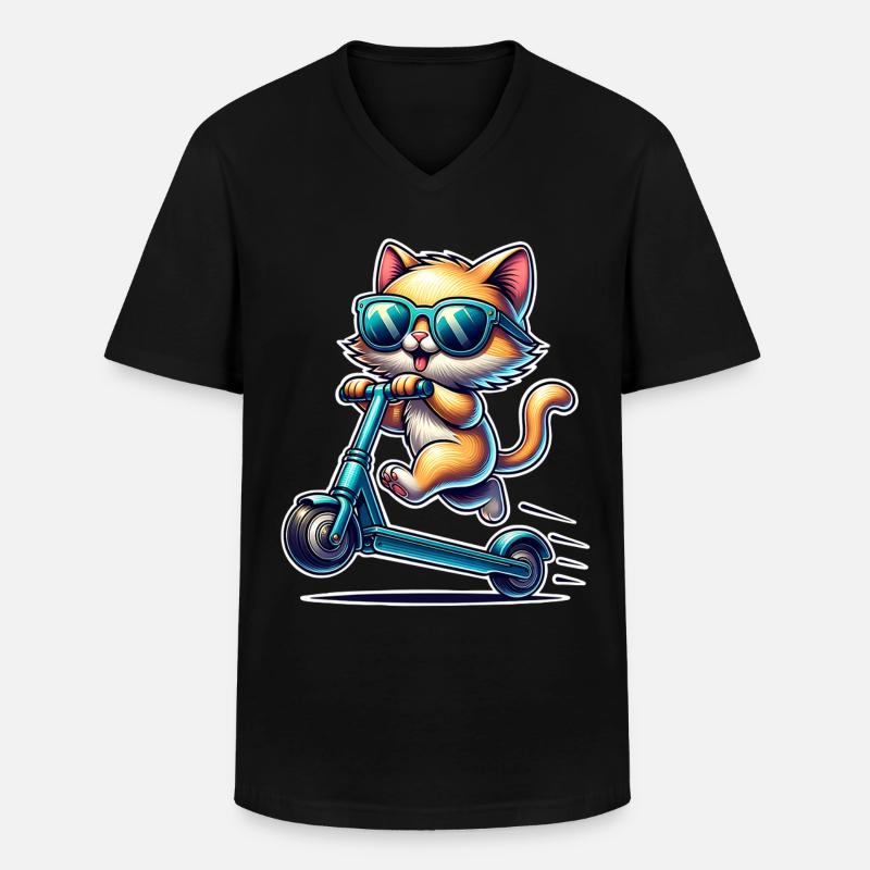 E-Scooter E-Scooter Cat Scooter - Men's V-Neck T-Shirt - black