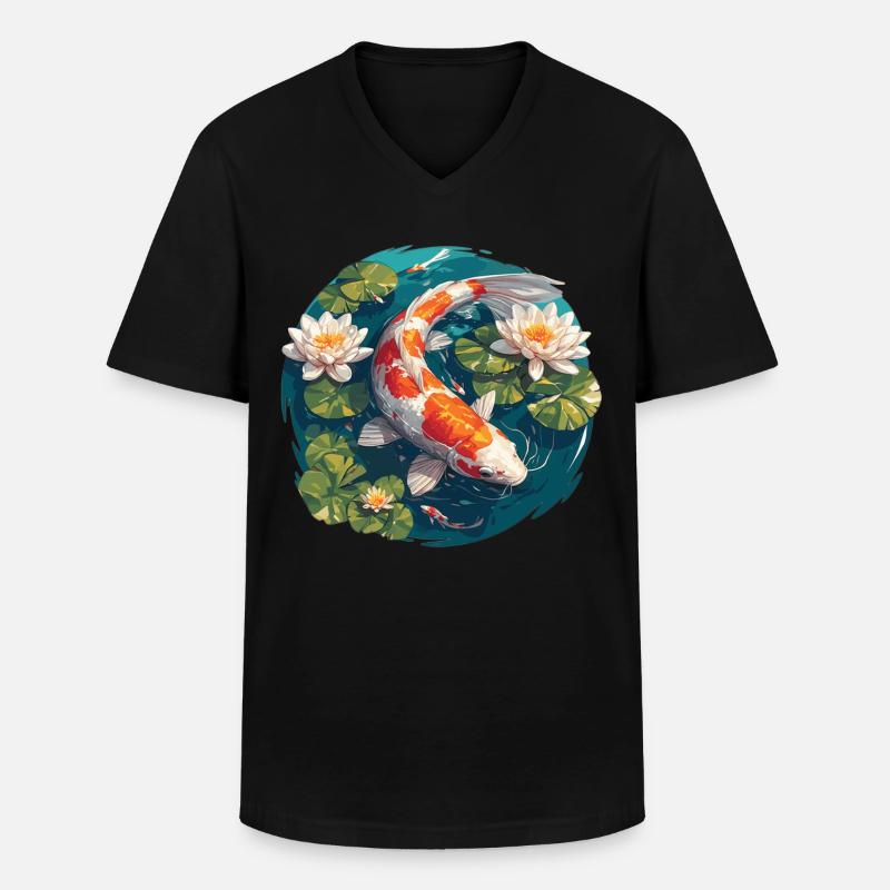Kois Koi Karpfen - Männer-T-Shirt mit V-Ausschnitt - Schwarz