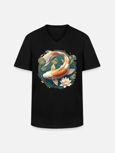 Kois Koi Karpfen - Männer-T-Shirt mit V-Ausschnitt - Schwarz