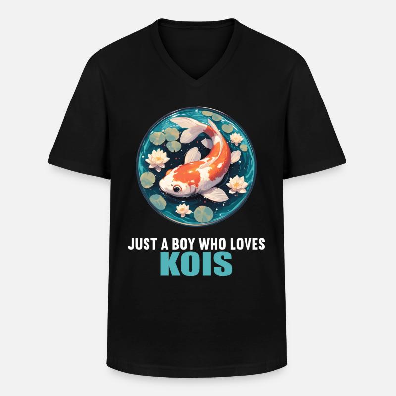 Kois Koi Karpfen - Männer-T-Shirt mit V-Ausschnitt - Schwarz